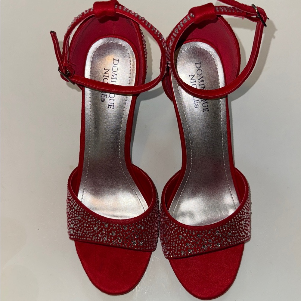 Dominique Nicole Red Rhinestone heels